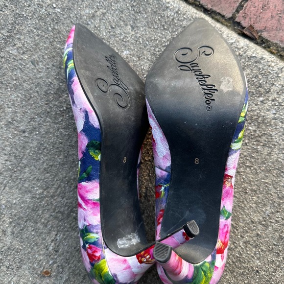 Seychelles Frequency Floral Pointed Toe Pump Pink Purple Stiletto Heel Sz 8 Boho - Picture 8 of 9